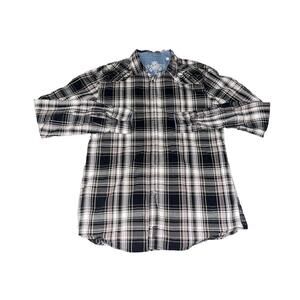 Guess Shirt Mens Pearl Snap Western Medium Long Sleeve Cowboy Plaid Embroidered